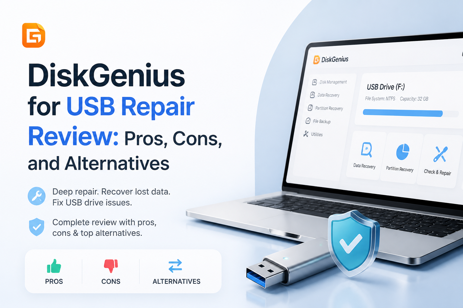 DiskGenius for USB Repair Review 2026: Pros, Cons, and Alternatives