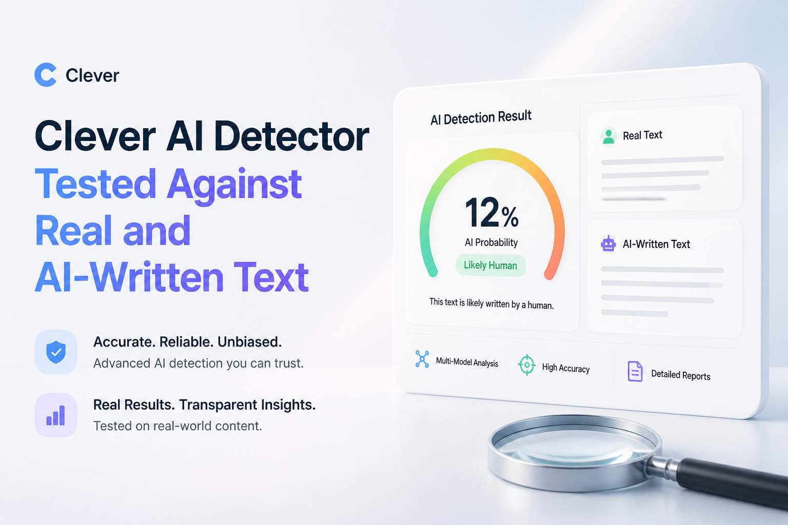 Clever AI Detector Tested Against Real and AI-Written Text